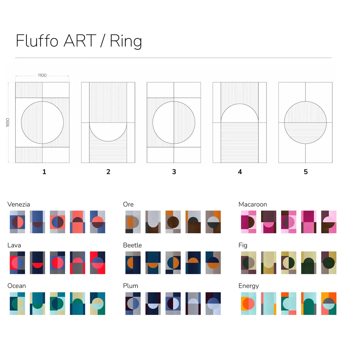 Acoustic Wall Art Panels RING 1 colour and design chart Decormania eu